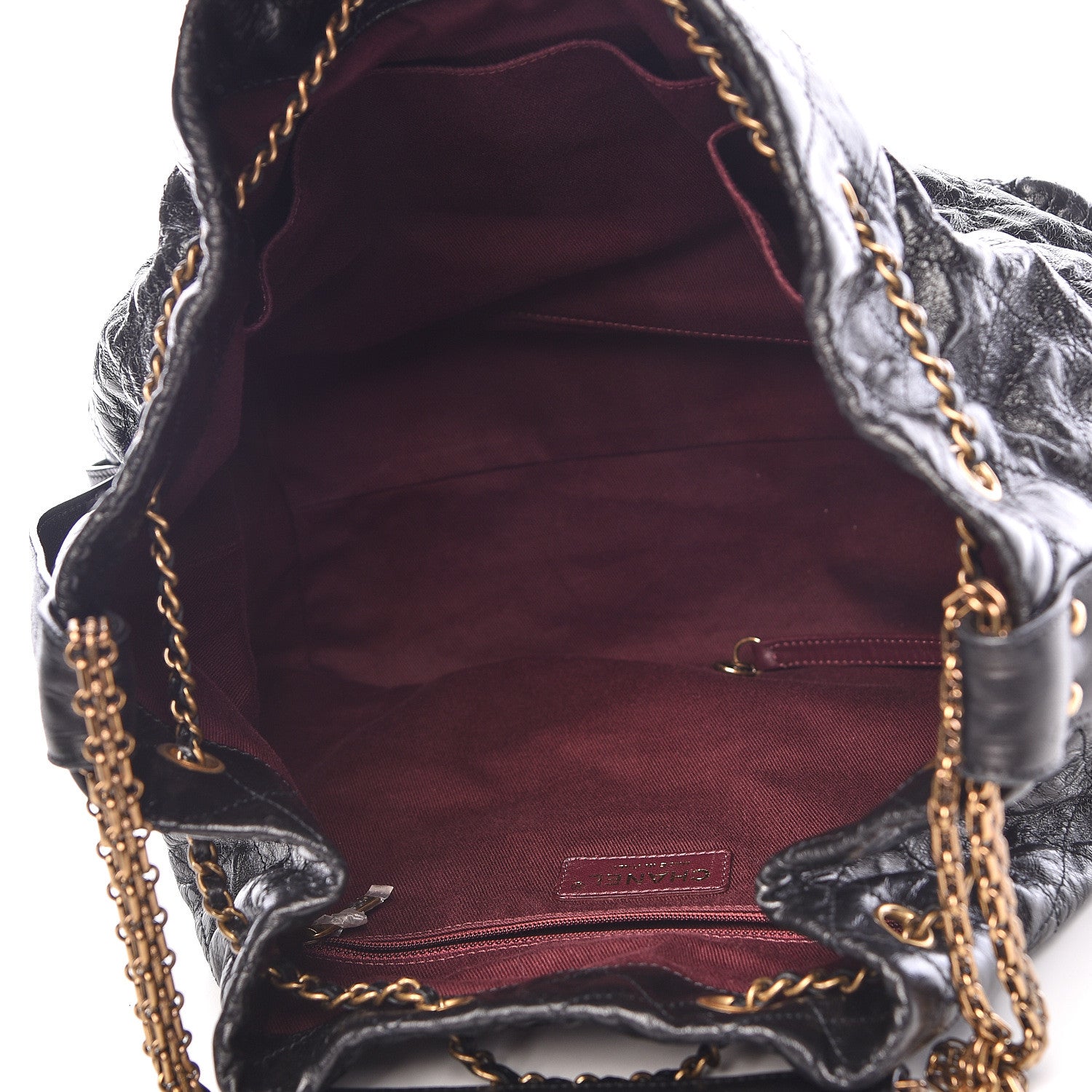 Chanel Glazed Calfskin Stingray Drawstring Bucket Black 9 of 19