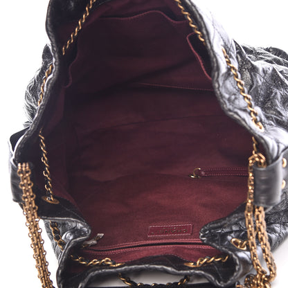 Chanel Glazed Calfskin Stingray Drawstring Bucket Black 9 of 19