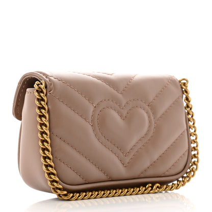 Gucci Calfskin Matelasse Heart GG Marmont 2.0 Coin Purse On A Chain Porcelain Rose 3 of 7