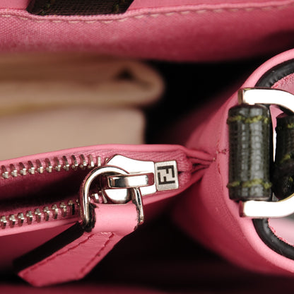 Fendi Vitello Elite Flamingo Petite 2Jours Tote Verde Prato Pink 2 of 10