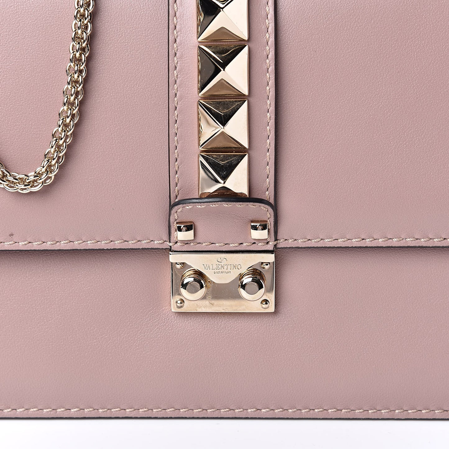 Vitello Medium Glam Lock Rockstud Flap Poudre