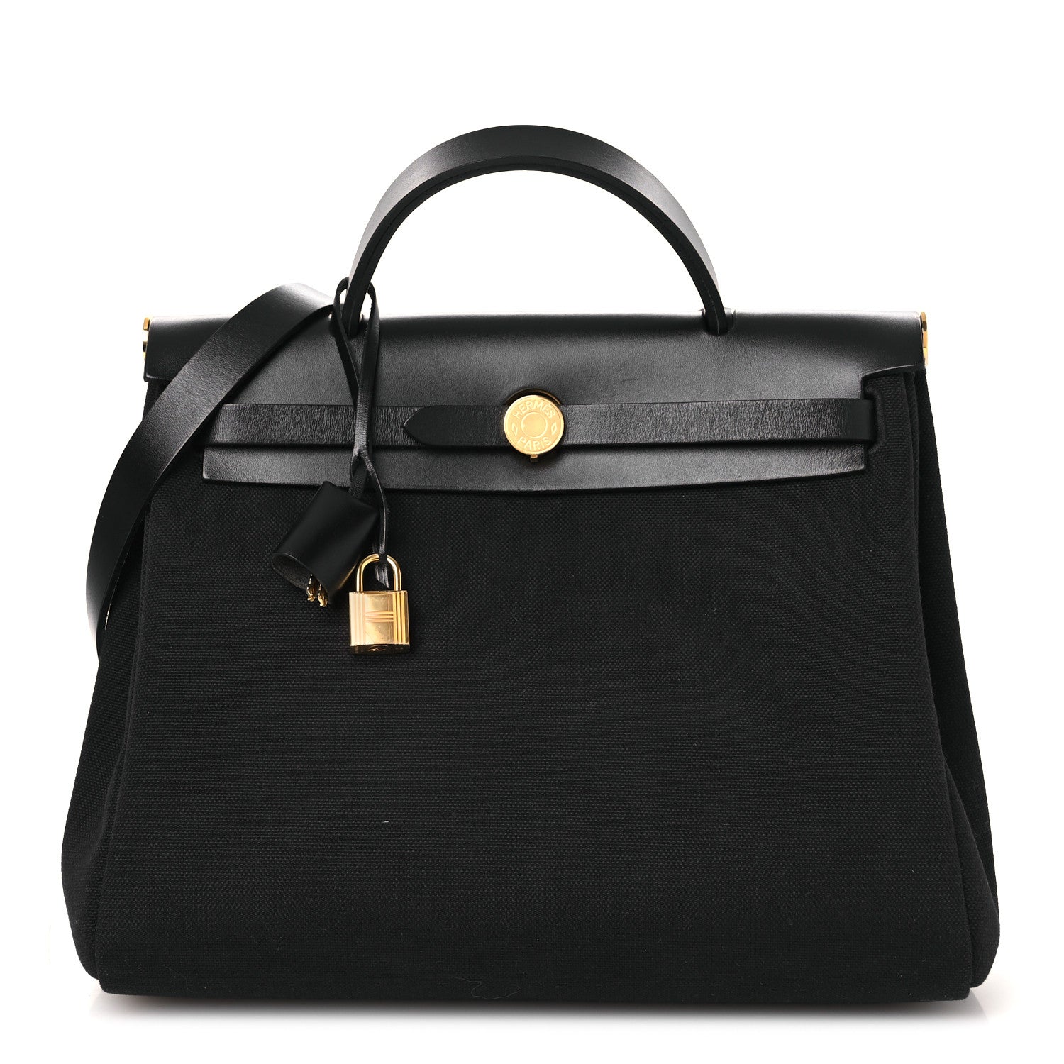 Hermes Military Toile Vache Hunter Herbag Zip Retourne 31 PM Black 1 of 13