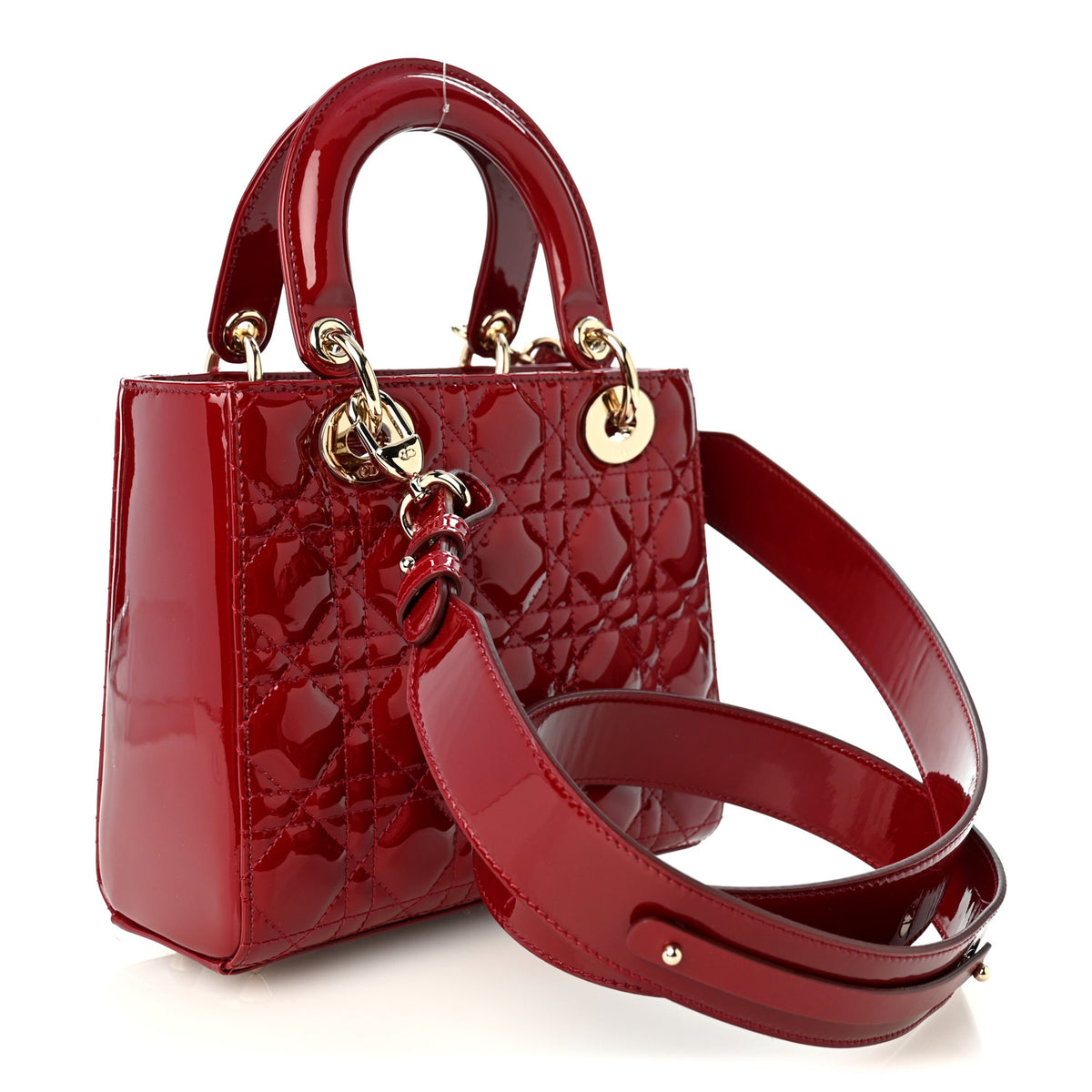 Christian Dior Patent Cannage Small My ABCDior Lady Dior Cherry Red 3 of 11