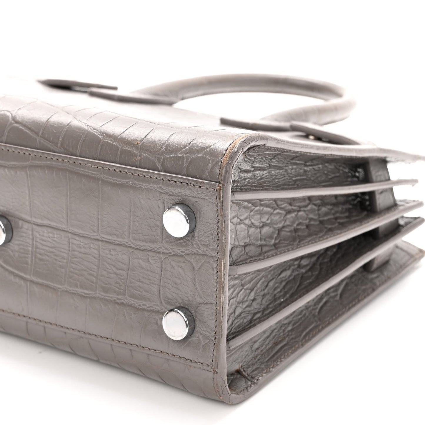 Calfskin Crocodile Embossed Nano Sac De Jour Fog