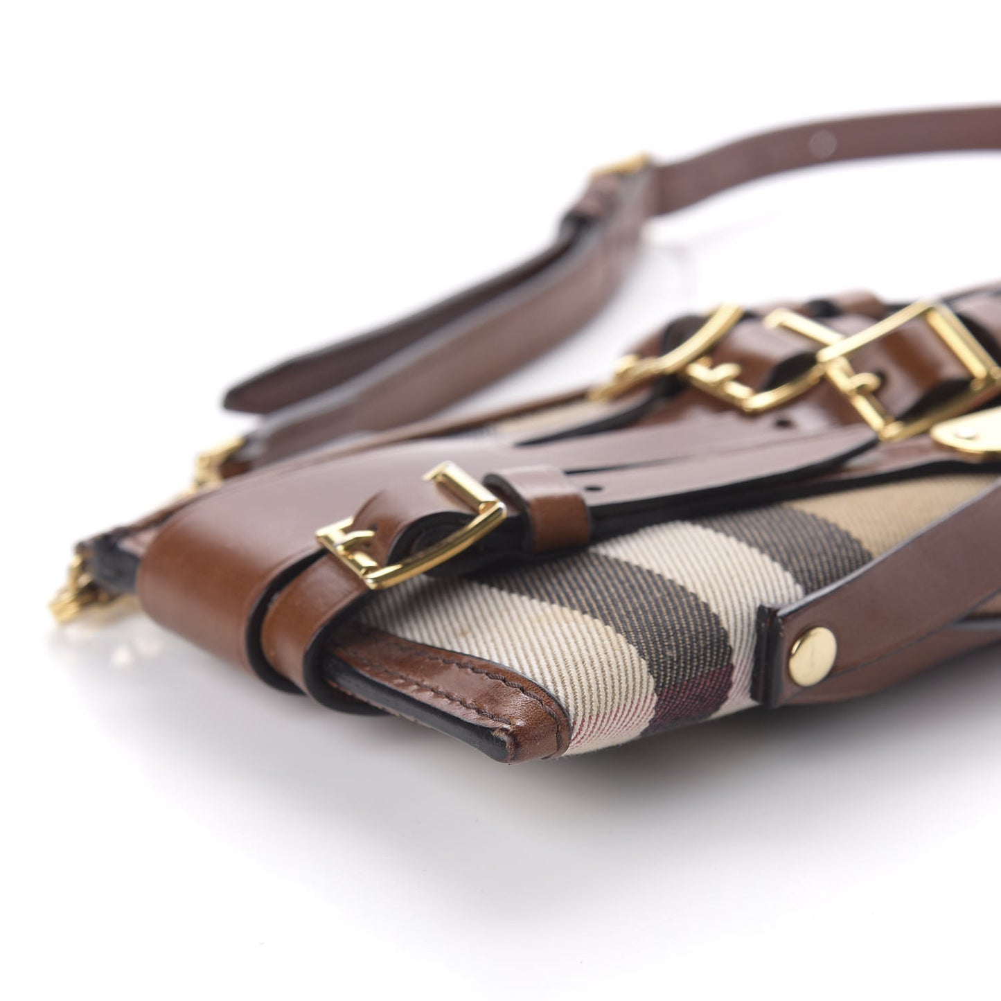 House Check Bridle Calfskin Mini Parmoor Clutch Bag Dark Tan