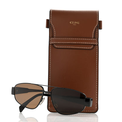 Celine Metal Monochrome Triomphe Sunglasses CL40281U Black Brown 7 of 7