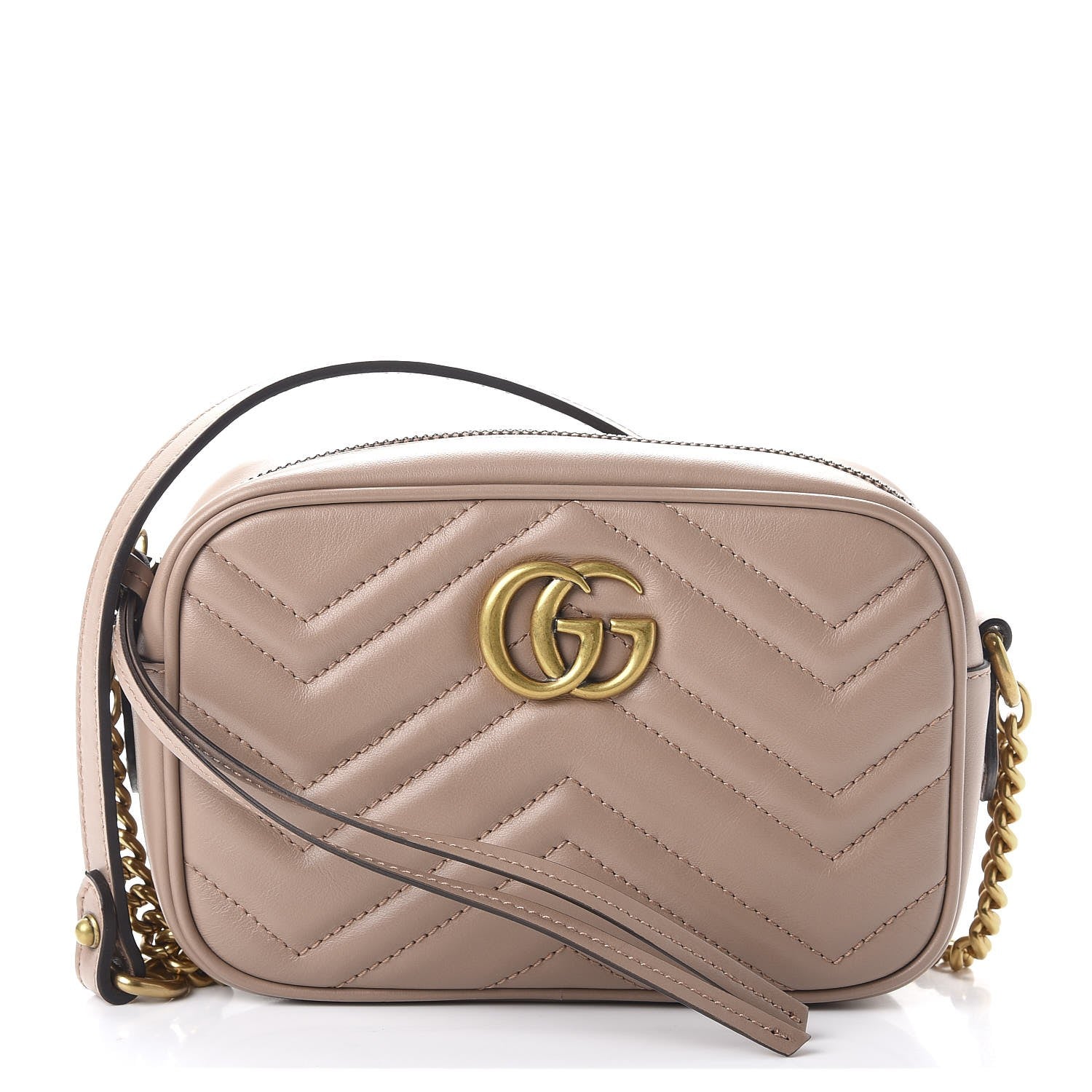 Gucci Calfskin Matelasse Mini GG Marmont Chain Shoulder Bag Porcelain Rose 1 of 8