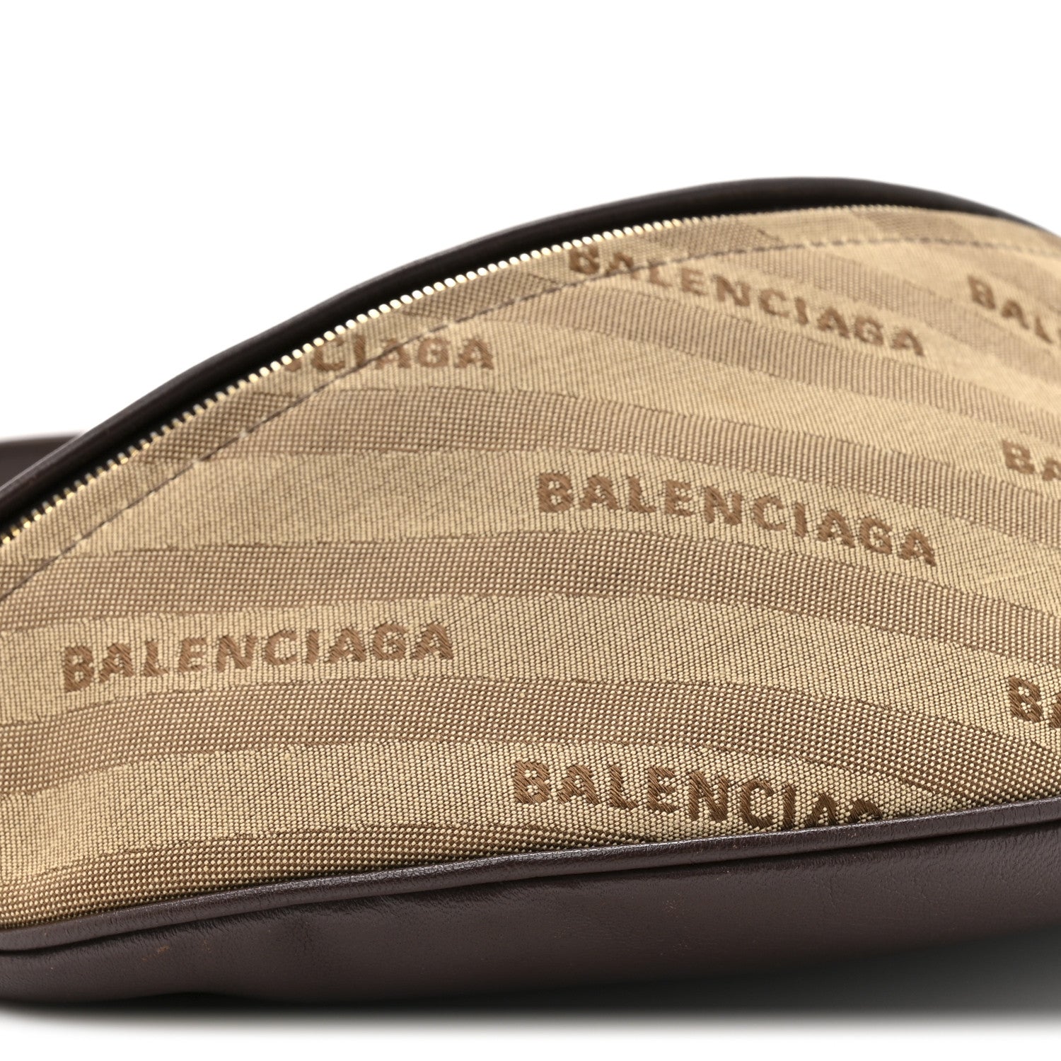 Balenciaga Canvas Jacquard Diagonal Allover Logo XS Souvenir Belt Bag Brown 10 of 10