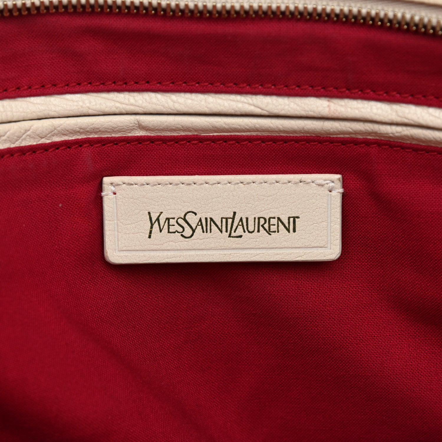 Saint Laurent Linen Sheepskin Large Cabas ChYc Tote Red 6 of 16