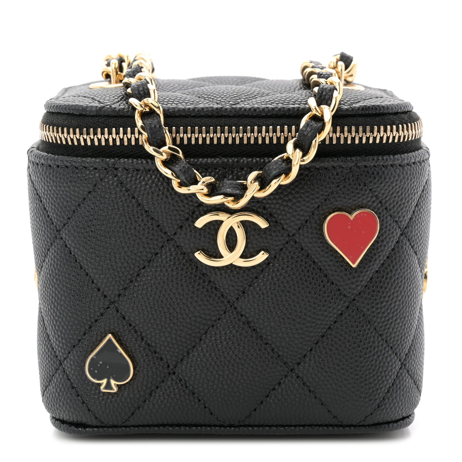 Chanel Caviar Quilted Enamel Coco Casino Mini Vanity Case With Chain Black 1 of 11