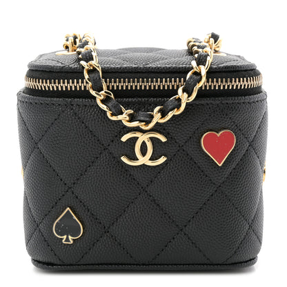 Chanel Caviar Quilted Enamel Coco Casino Mini Vanity Case With Chain Black 1 of 11