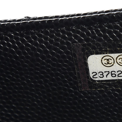 Chanel Caviar Chevron Quilted Zip Pouch Black 7 of 8