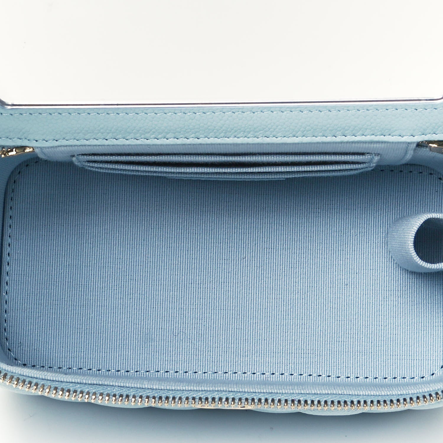 Chanel Caviar Quilted Small Tiny CC Vanity Case With Chain Light Blue 5 of 10