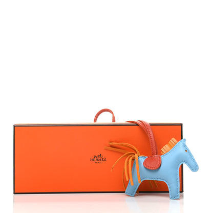 Hermes Milo Lambskin Grigri Rodeo Horse Bag Charm PM Celeste Naturel Bouton D'Or Cornaline 5 of 5
