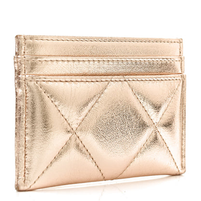 Chanel Metallic Lambskin Quilted Chanel 19 Card Holder Gold 3 of 9