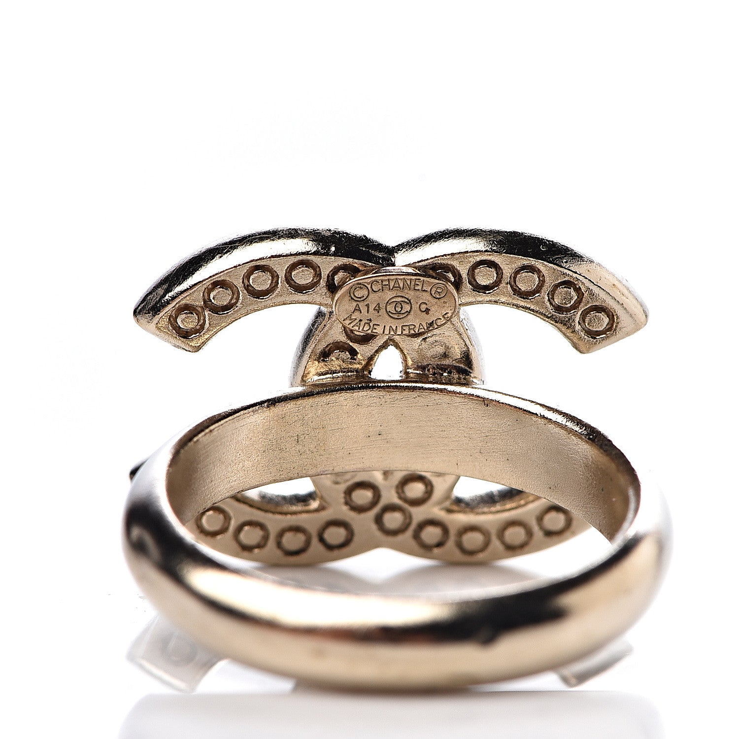 Chanel Crystal CC Ring 49 4.75 Gold 4 of 4