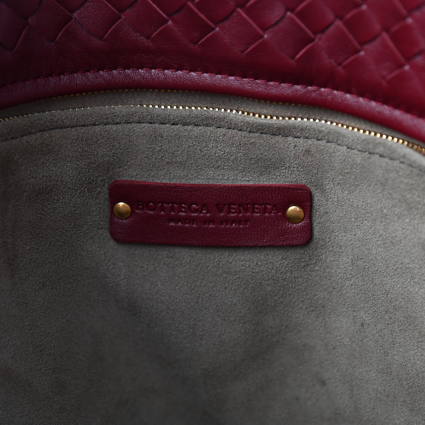 Nappa Intrecciato Medium Garda Bag Dark Red