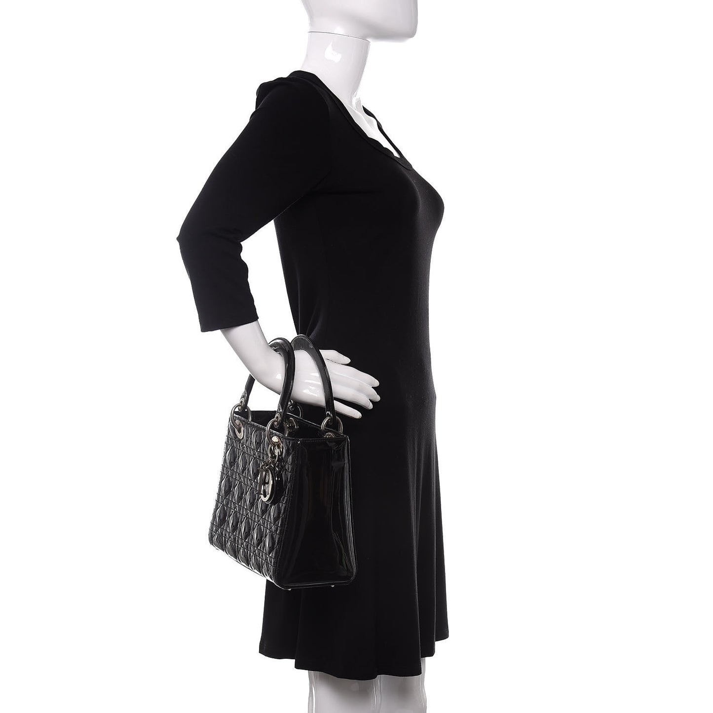 Patent Cannage Medium Lady Dior Black