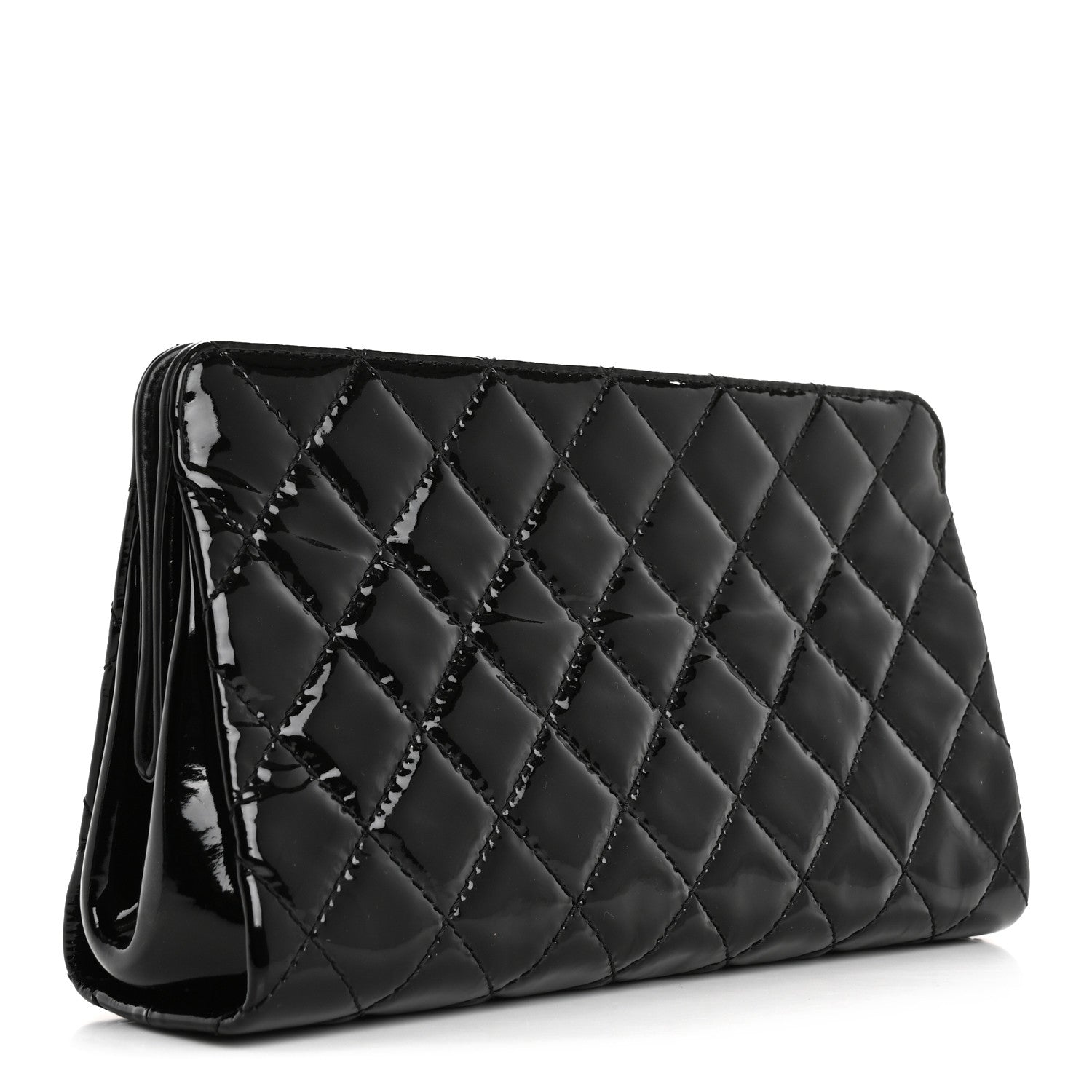 Chanel Patent CC Quilted Timeless Clutch Black 3 of 14