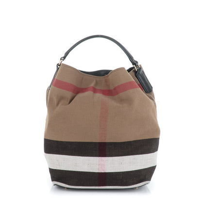Burberry Canvas Mega Check Medium Susanna Hobo Black 1 of 9