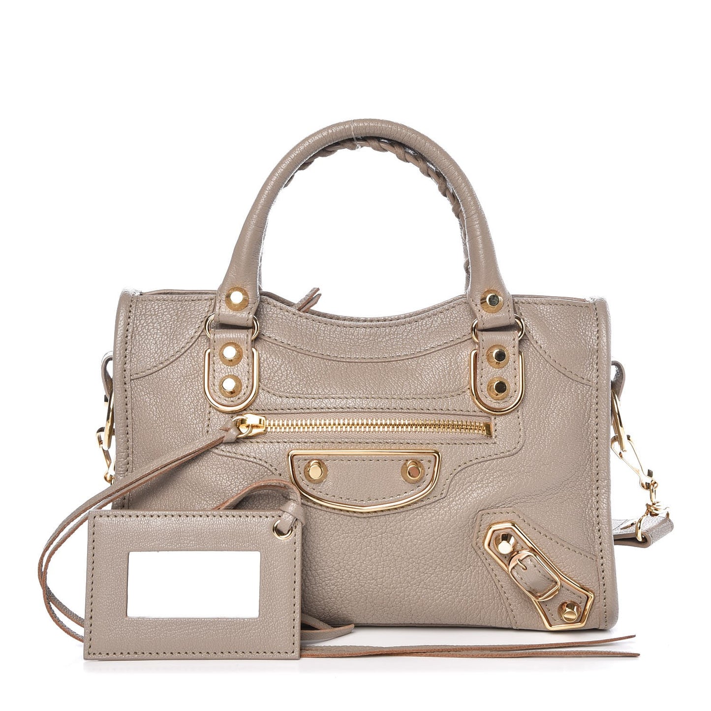 Chevre Gold Metallic Edge Hardware Mini City Beige Dune Argille