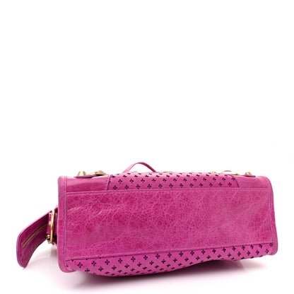 Balenciaga Agneau Laser Cut Cross Classic Gold Hardware Mini City Cyclamen 4 of 14