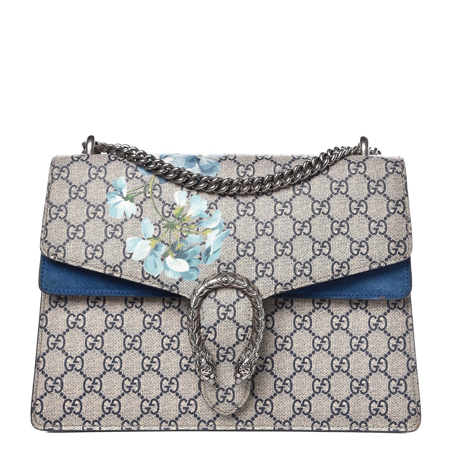 GG Supreme Monogram Blooms Medium Dionysus Shoulder Bag Beige Navy Vintage Blue