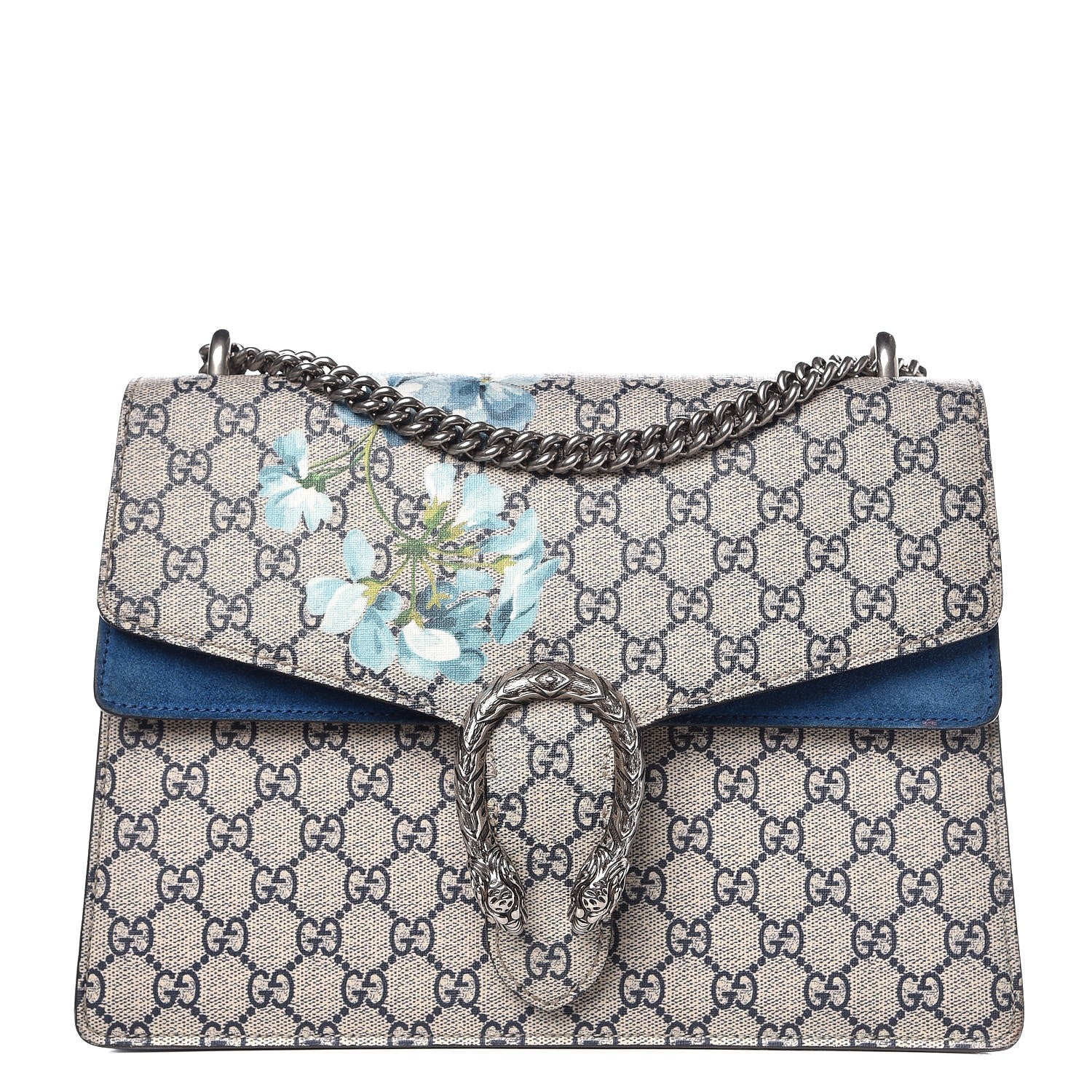 Gucci GG Supreme Monogram Blooms Medium Dionysus Shoulder Bag Beige Navy Vintage Blue 1 of 15
