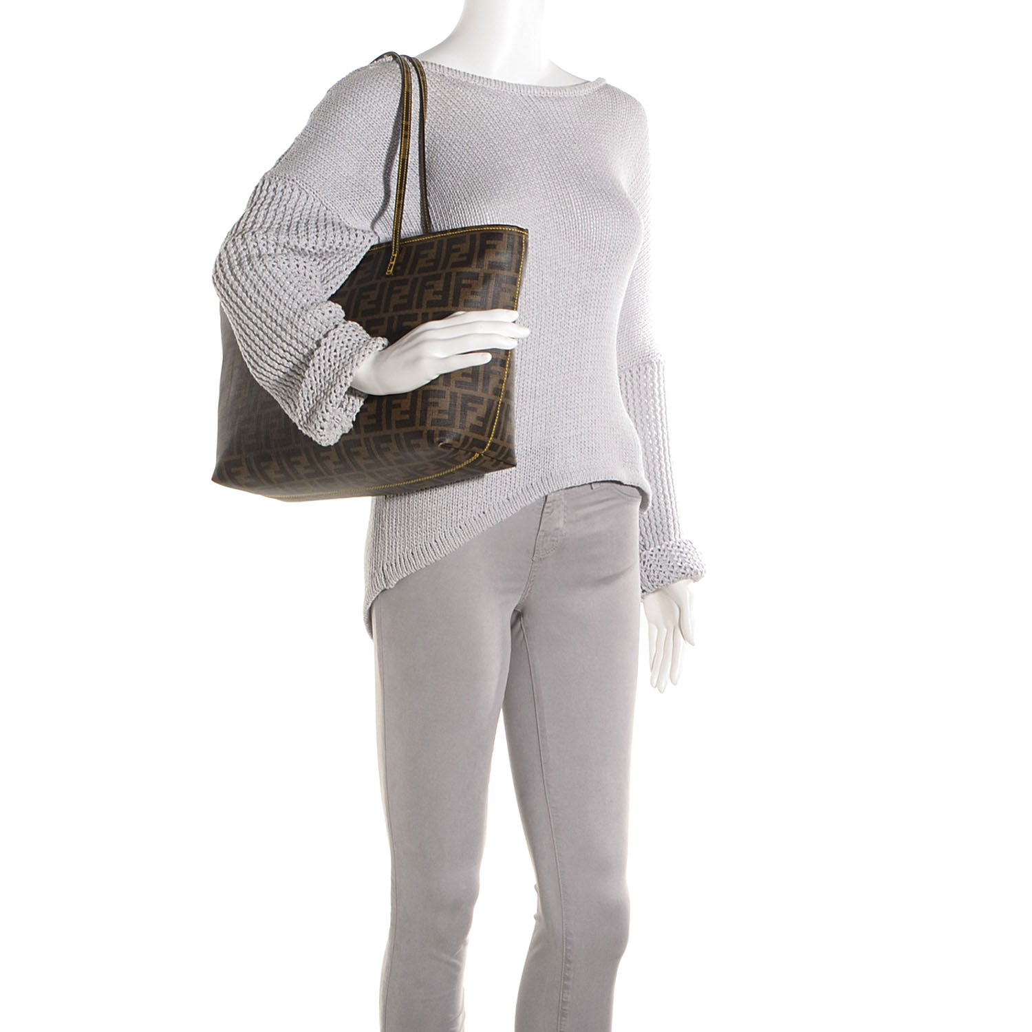 Fendi Zucca Spalmati Small Roll Tote Tobacco Giallo 2 of 10