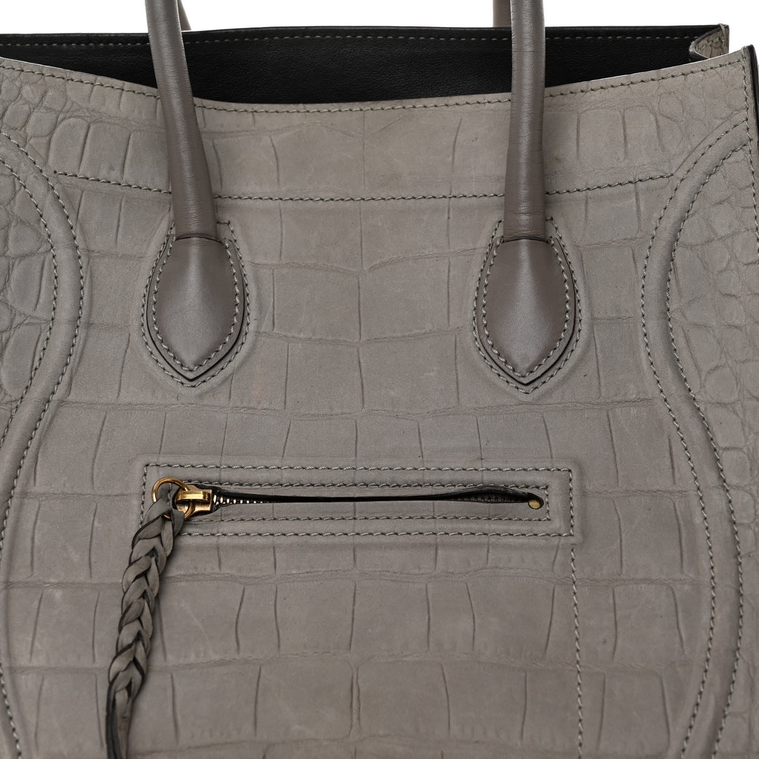Celine Crocodile Embossed Nubuck Large Phantom Luggage Grey 7 of 12