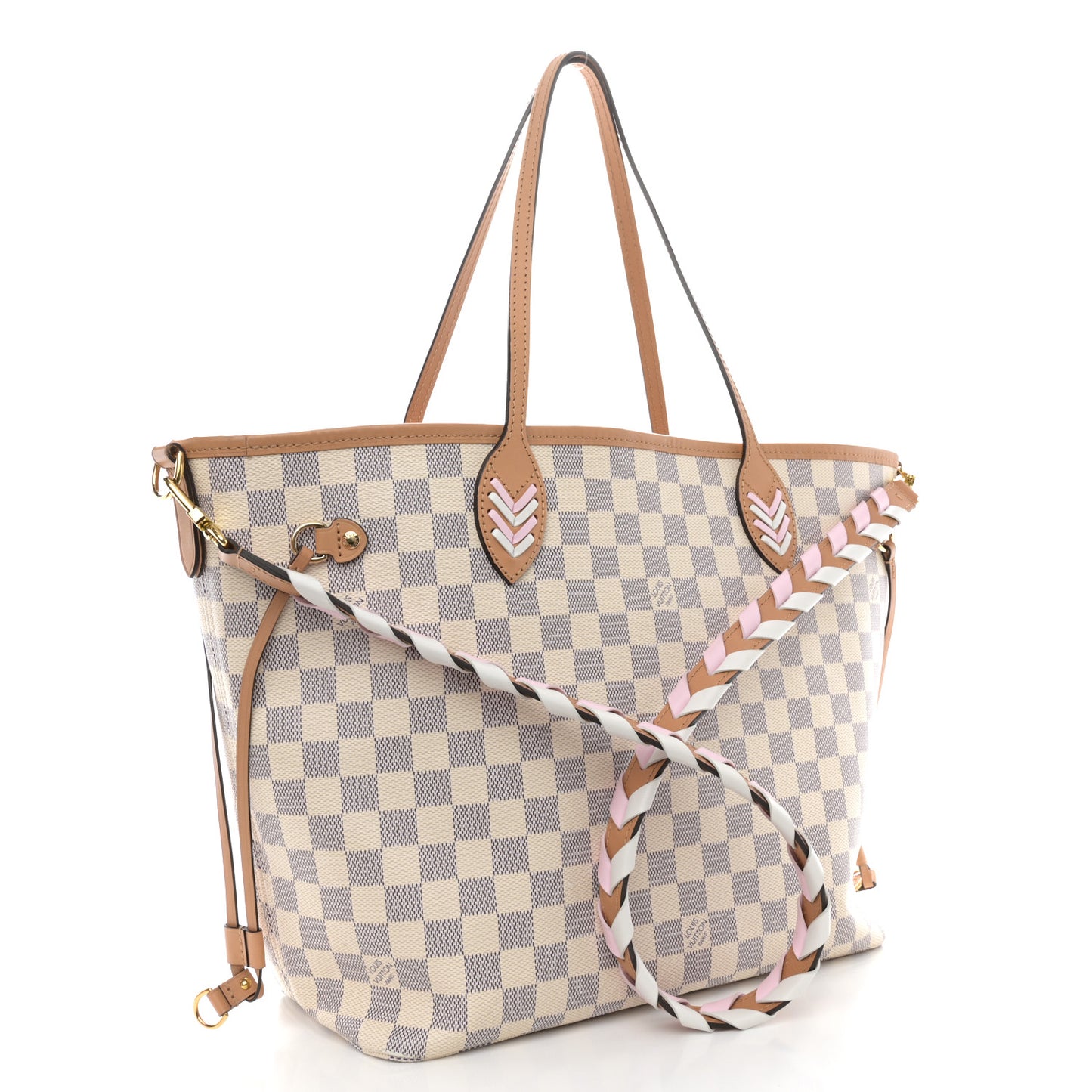 Damier Azur Braided Neverfull MM Orange