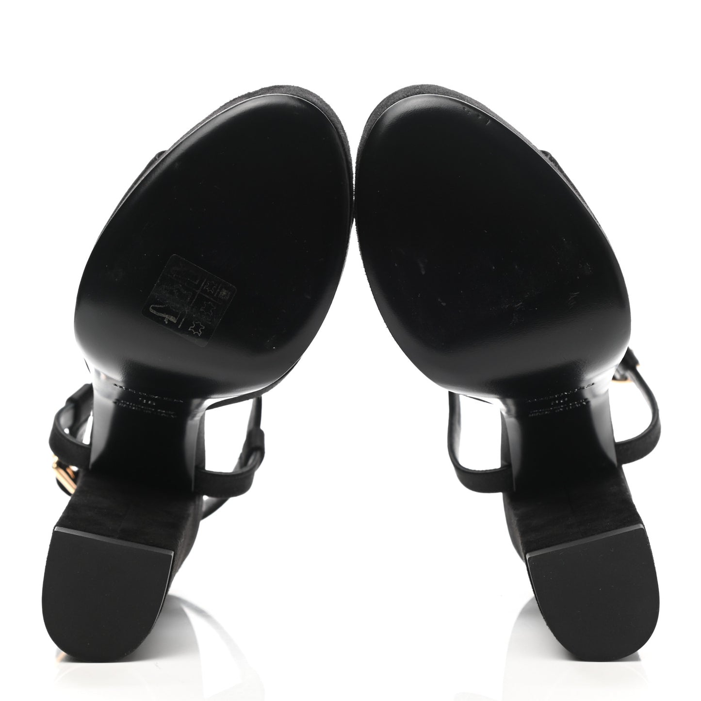 Suede Goatskin Satin Calas Sandals 36 Black