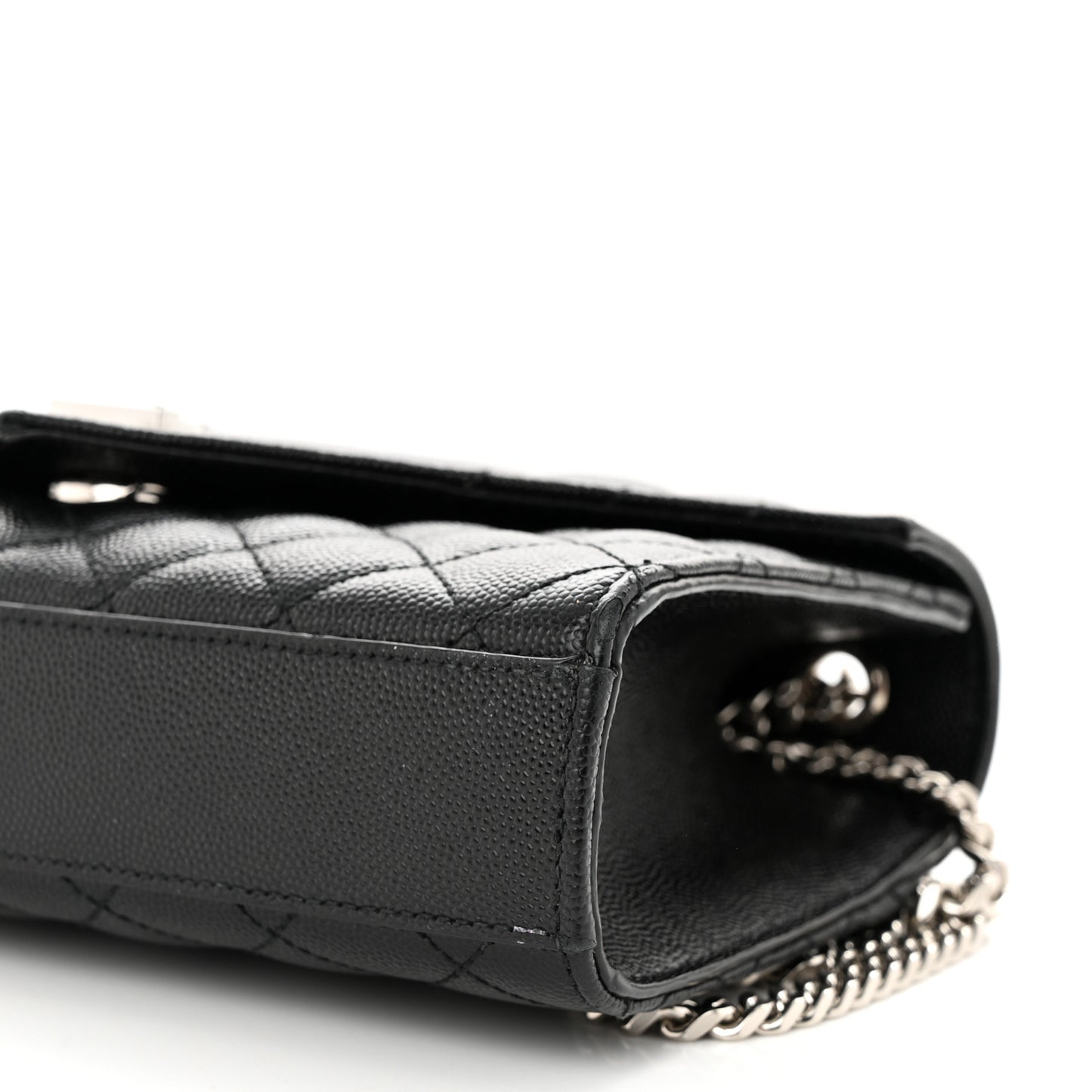Grain De Poudre Textured Mixed Matelasse Triquilt Small Monogram Satchel Black