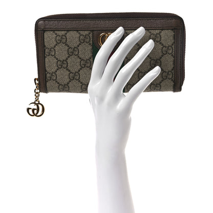Gucci GG Supreme Monogram Web Ophidia Zip Around Wallet Brown 2 of 10