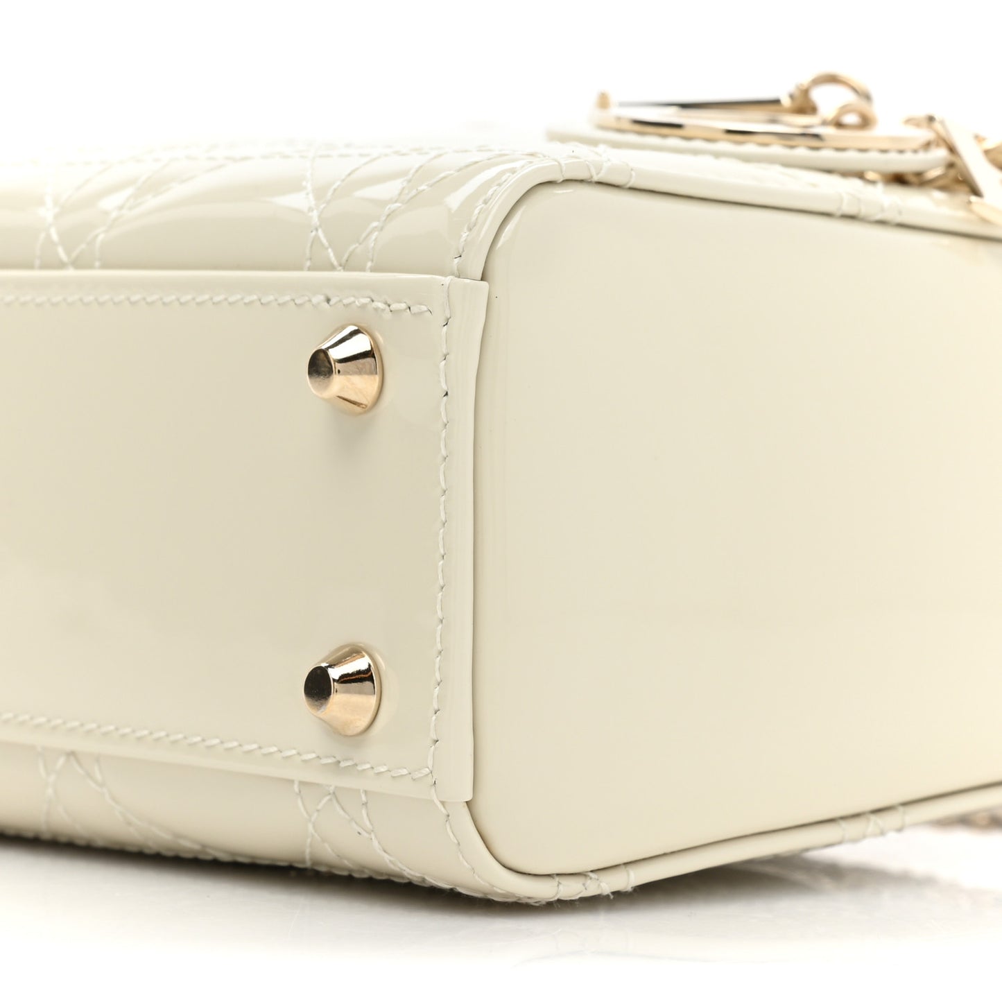 Patent Cannage Mini Lady Dior Latte