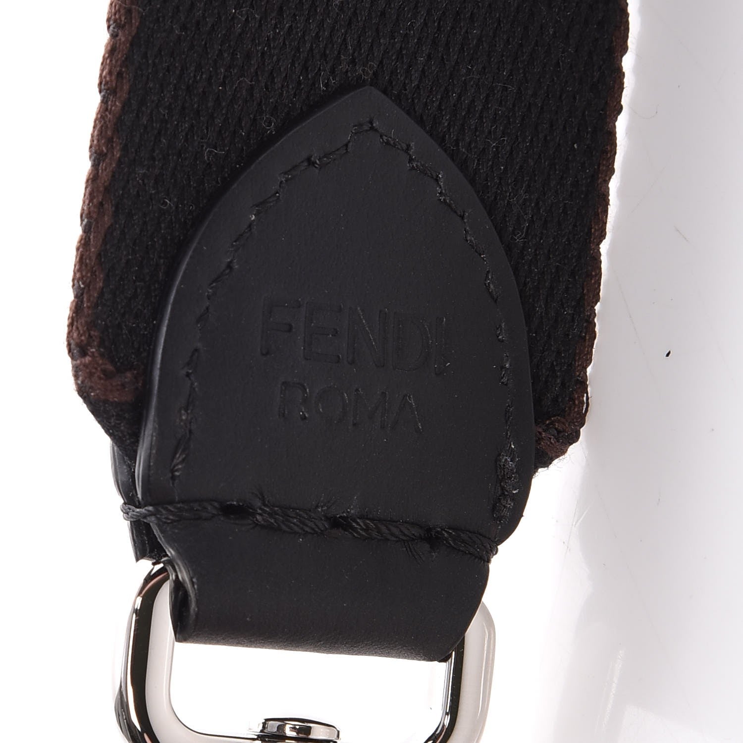 Fendi Ribbon Vitello Century FF Striped Mini Strap You Black Tobacco 5 of 6