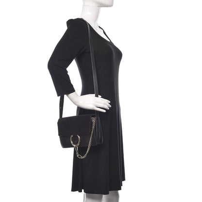 Chloe Suede Calfskin Small Faye Shoulder Bag Black 2 of 9