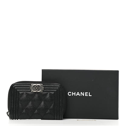 Chanel Caviar Quilted Boy Zip Around Coin Purse Wallet Black 8 of 8