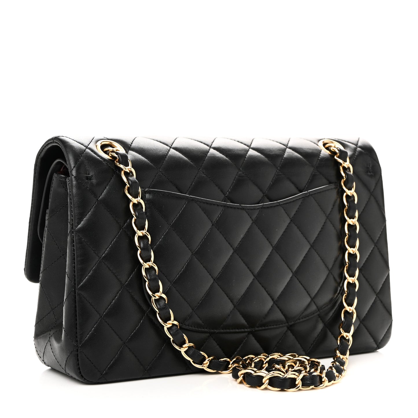 Lambskin Quilted Medium Double Flap Black