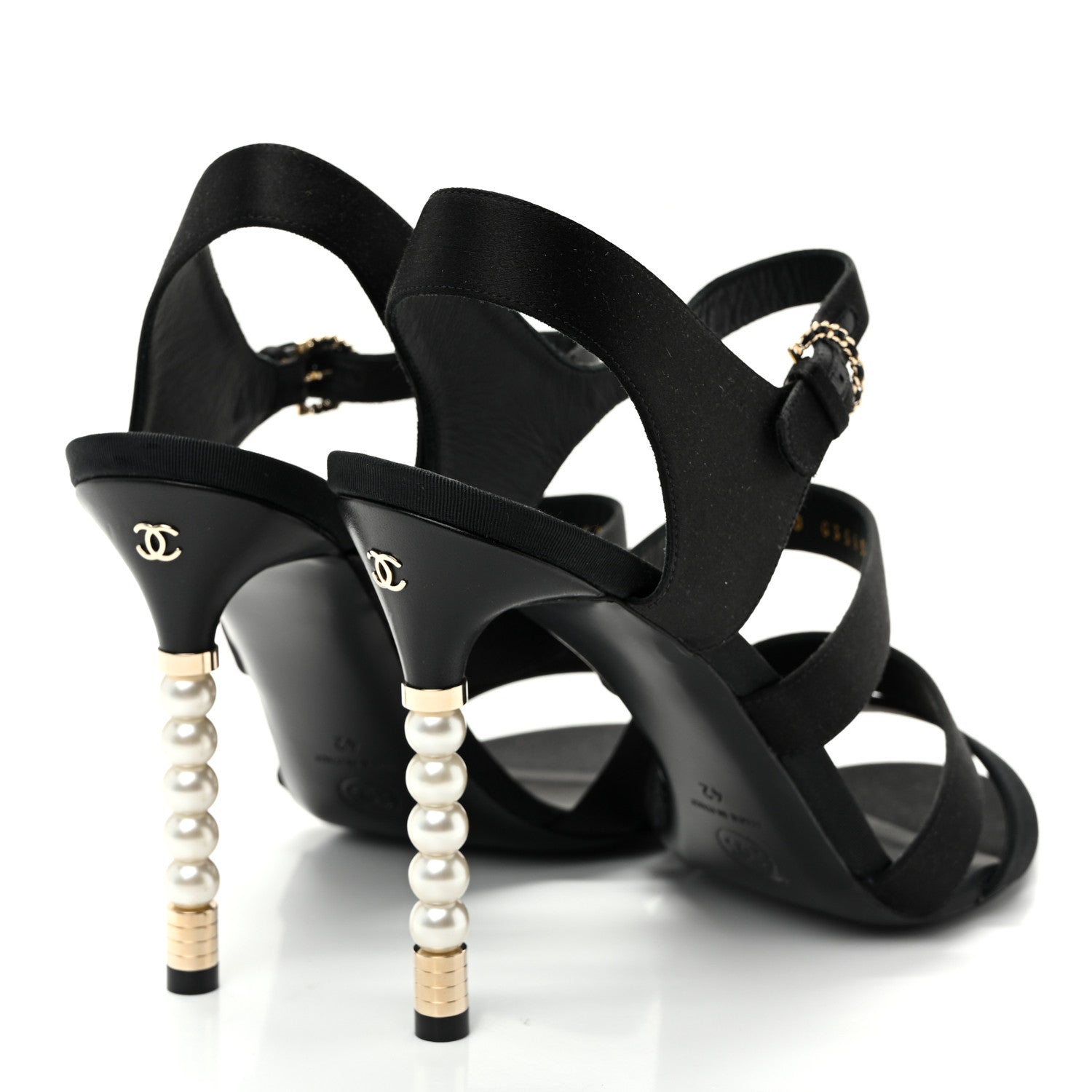 Chanel Kid Suede Pearl Sandals 42 Black 4 of 13
