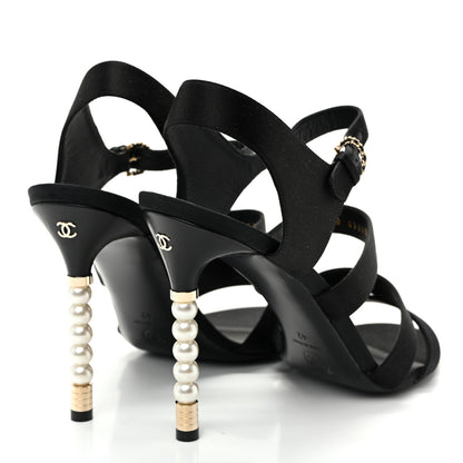 Chanel Kid Suede Pearl Sandals 42 Black 4 of 13