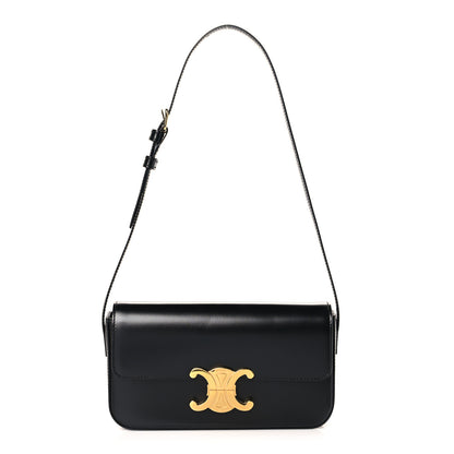 Celine Shiny Calfskin Triomphe Shoulder Bag Black 1 of 9