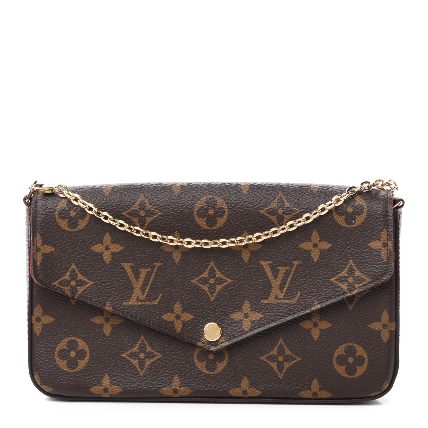 Monogram Pochette Felicie Chain Wallet Fuchsia