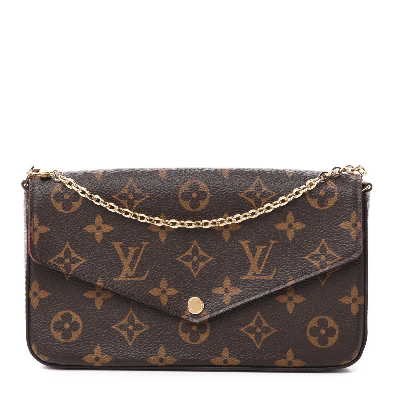 Louis Vuitton Monogram Pochette Felicie Chain Wallet Fuchsia 1 of 10