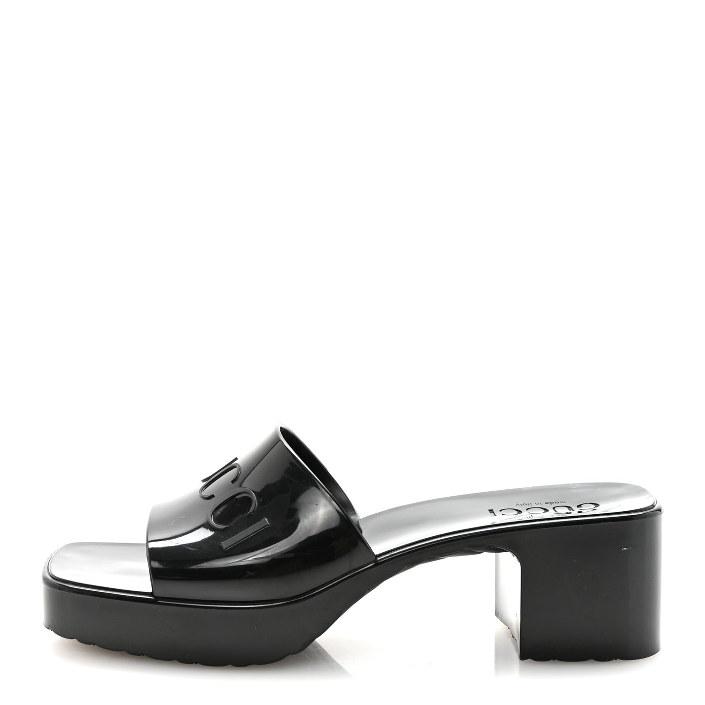 Rubber Gucci Logo Womens Platform 20/60mm Slide Sandals 37 Black