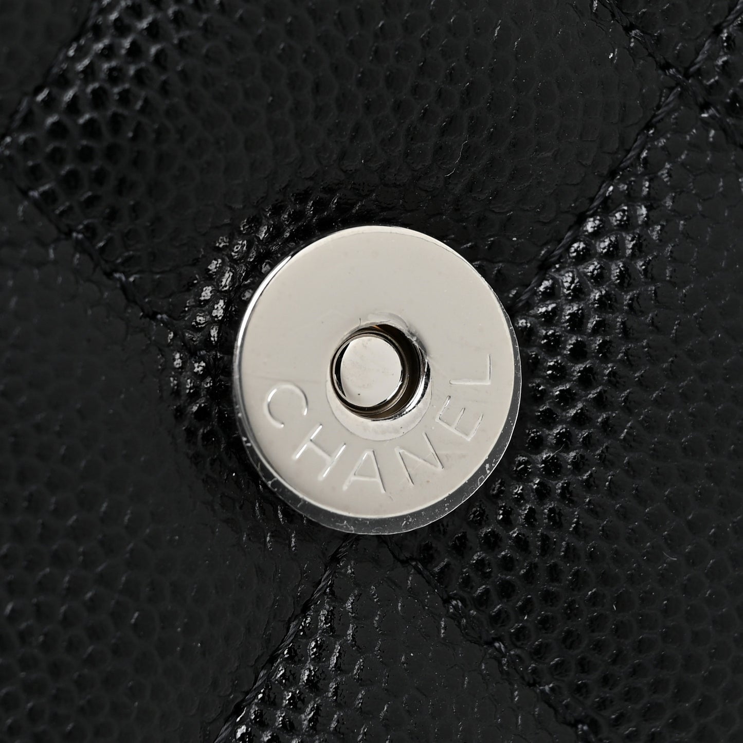 Caviar Quilted Pick Me Up Clutch With Chain Black