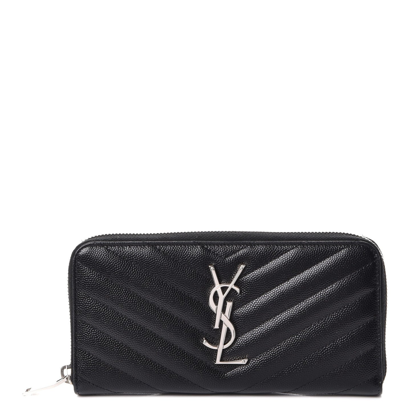 Grain De Poudre Matelasse Chevron Monogram Zip Around Wallet Black