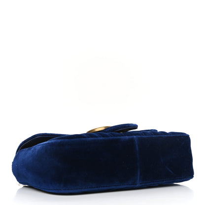 Gucci Velvet Matelasse Mini GG Marmont Shoulder Bag Cobalt Blue 4 of 10