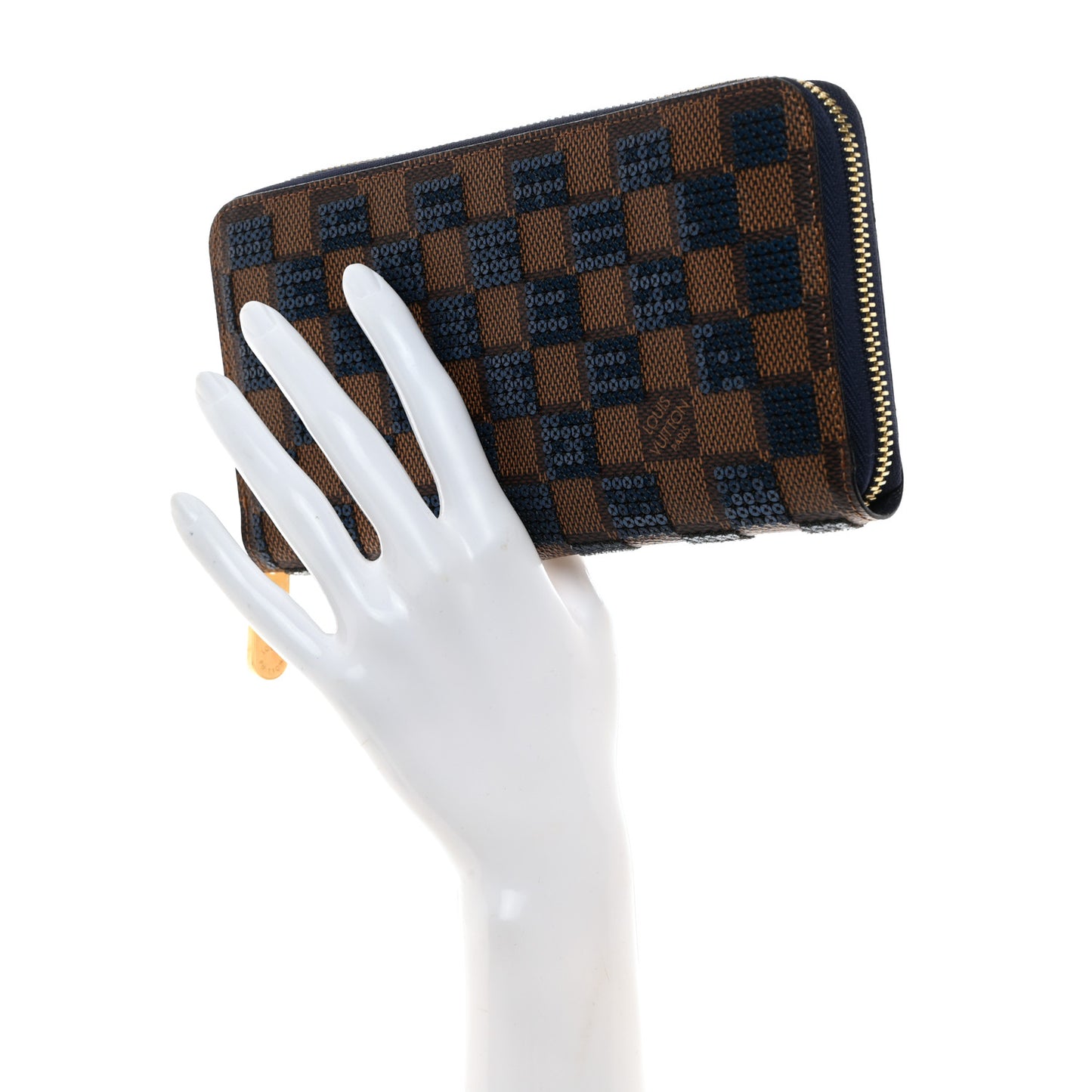 Damier Paillettes Zippy Wallet Blue