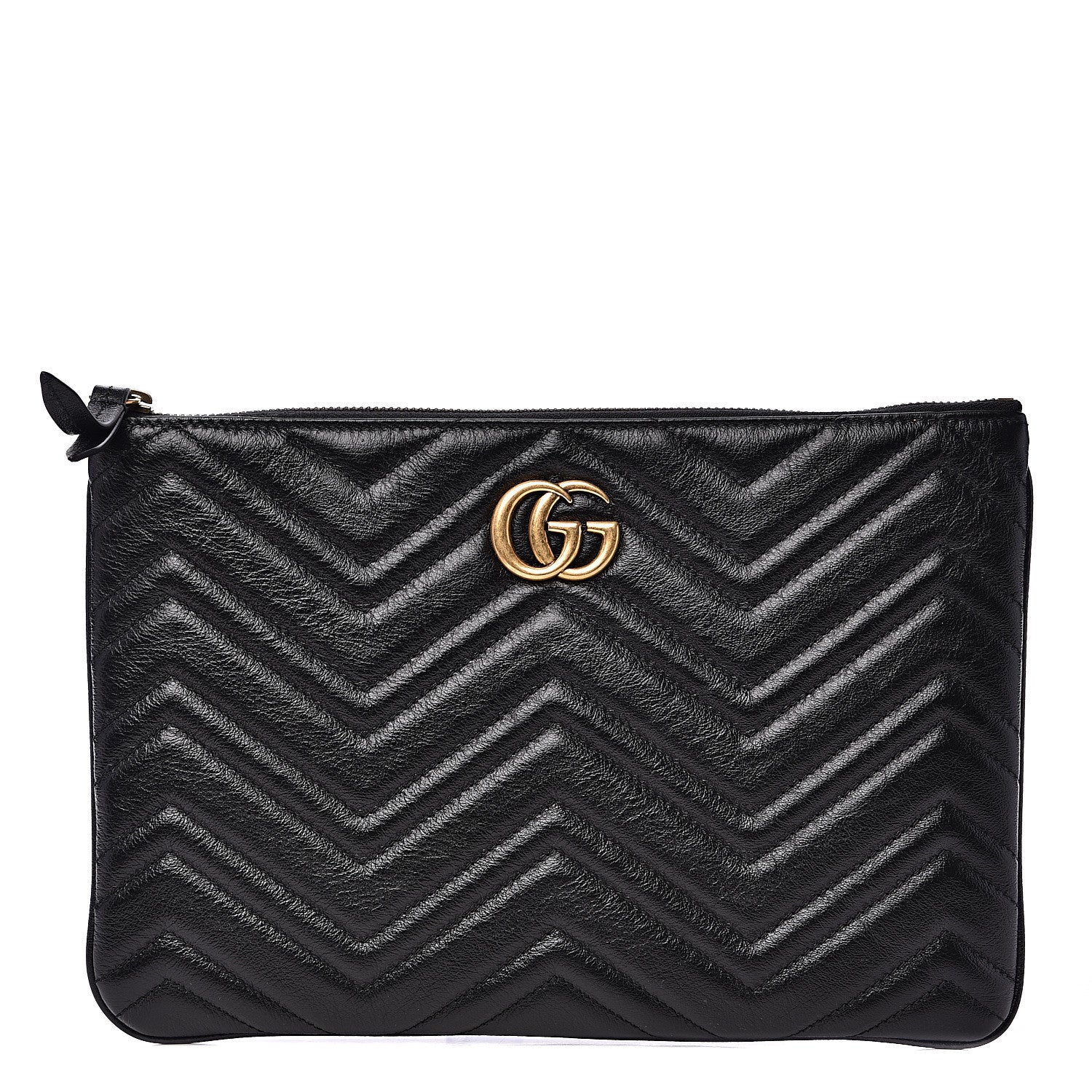 Gucci Azalea Calfskin Matelasse Heart GG Marmont Zip Pouch Black 1 of 8